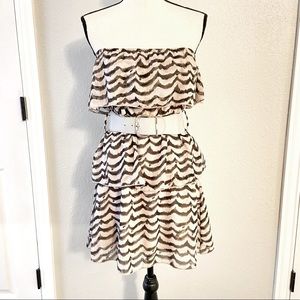Mod Modele Animal Print Off Shoulder Ruffle Dress Medium